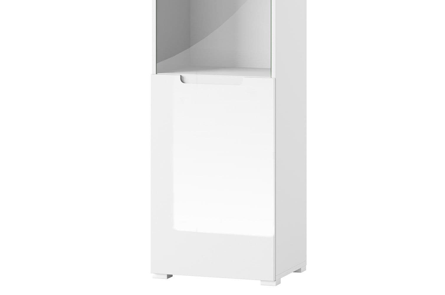 Santino White Gloss Tall Display Unit with Glass Door and Shelves