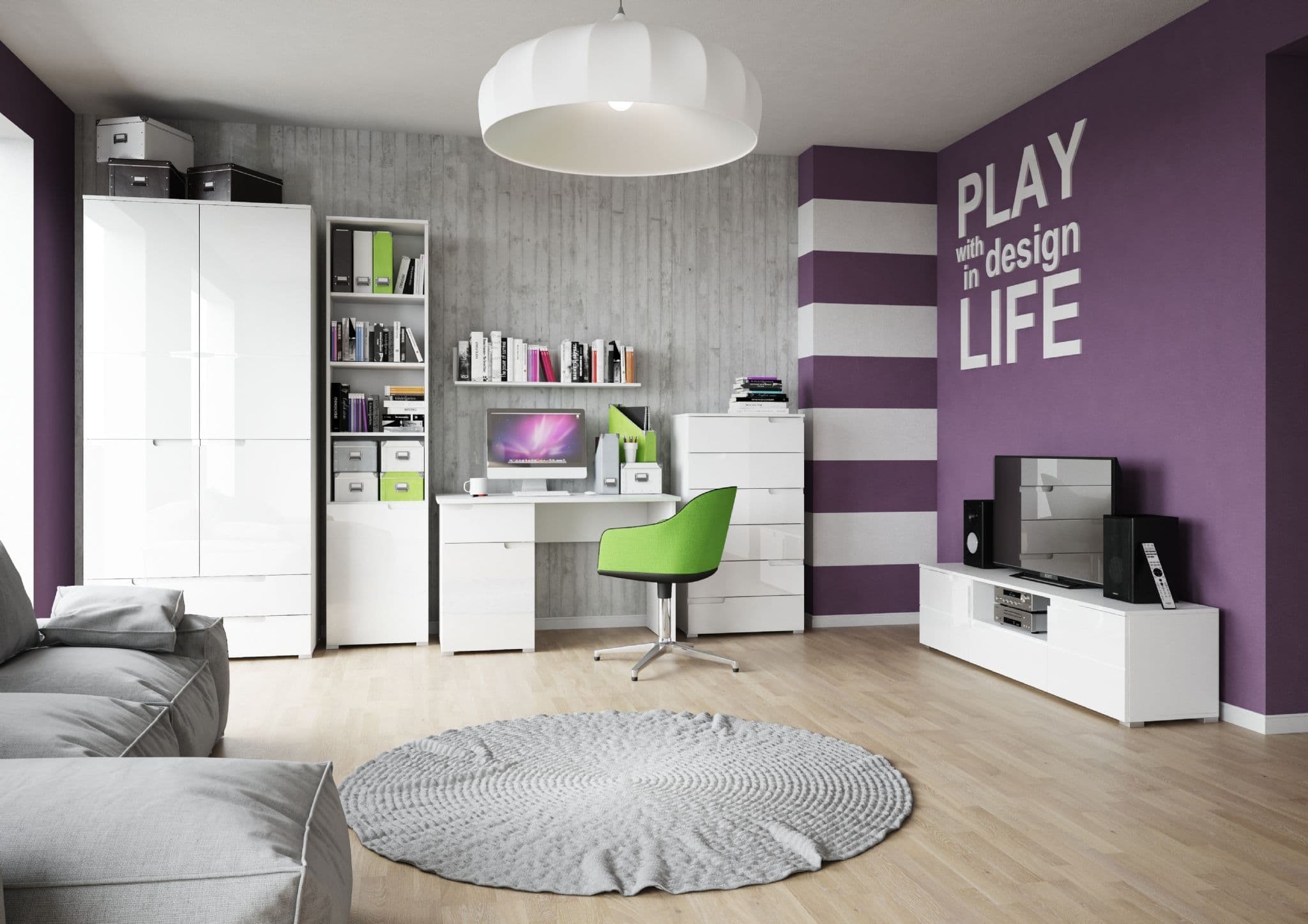 Santino White High Gloss 2 Door 2 Drawer Wardrobe S28 Elegant Storage
