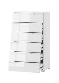 Santino White High Gloss 6-Drawer Tall Chest for Modern Bedroom Storage Solution