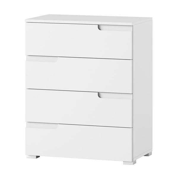 Santino White High Gloss 4-Drawer Chest: Modern Bedroom Storage Solution