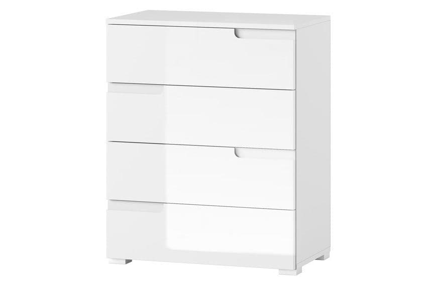 Sleek Modern White High Gloss Narrow 4-Drawer Chest of Drawers S2