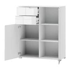Santino White High Gloss Tall Sideboard, 2 Doors, 2 Drawers, Modern Storage