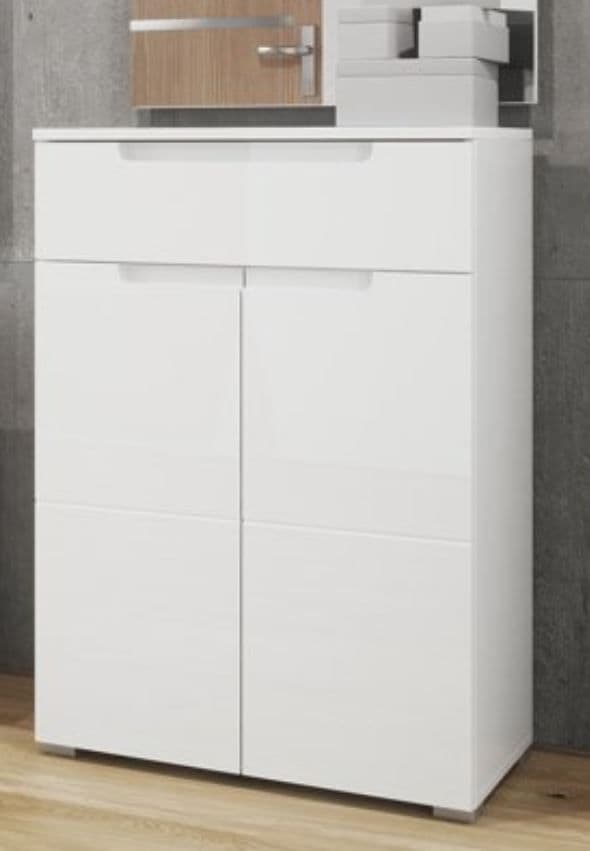 Santino White High Gloss Tall Sideboard with 2 Doors & 1 Drawer