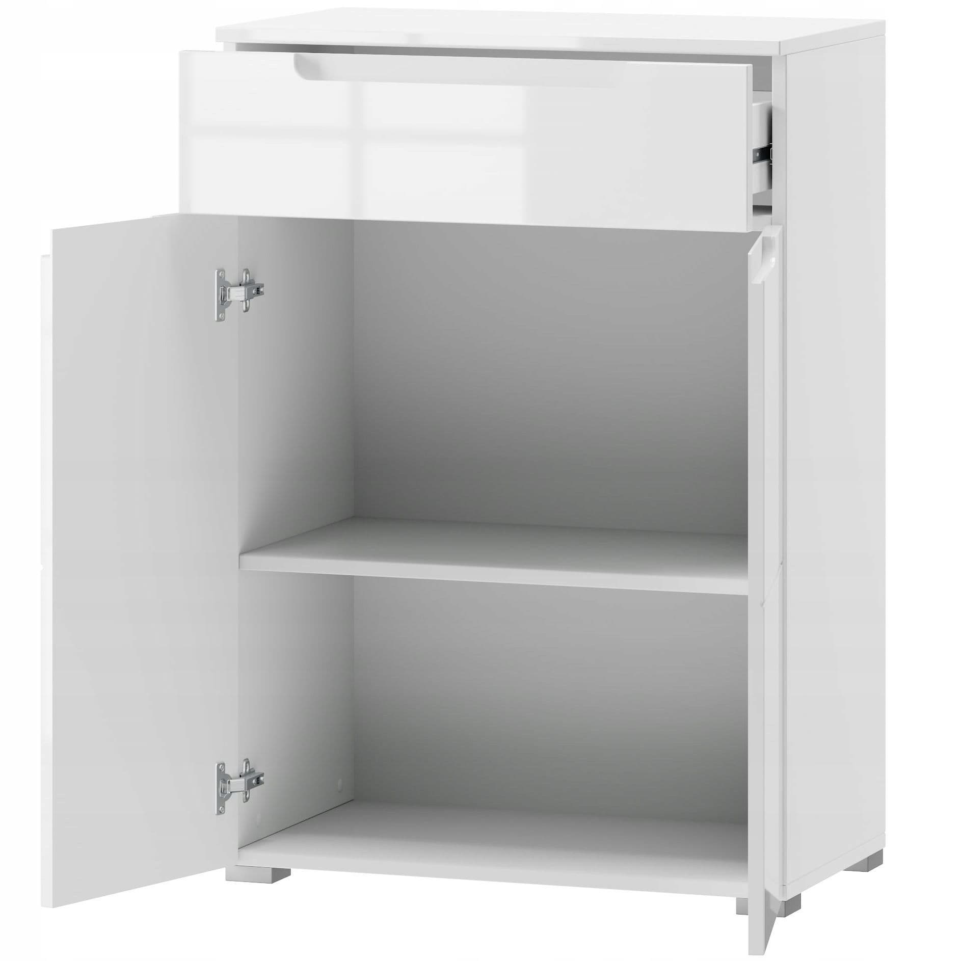 Santino White High Gloss Tall Sideboard with 2 Doors & 1 Drawer