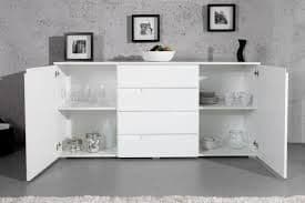 Santino Elegant White High Gloss Wide Sideboard with 2 Doors and 4 Drawers