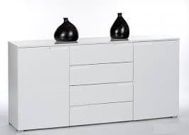 Santino Elegant White High Gloss Wide Sideboard with 2 Doors and 4 Drawers