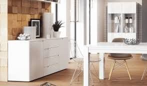 Santino Elegant White High Gloss Wide Sideboard with 2 Doors and 4 Drawers